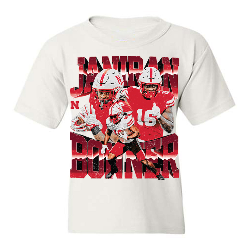 Nebraska - NCAA Football : Janiran Bonner - Collage Youth T-Shirt-0