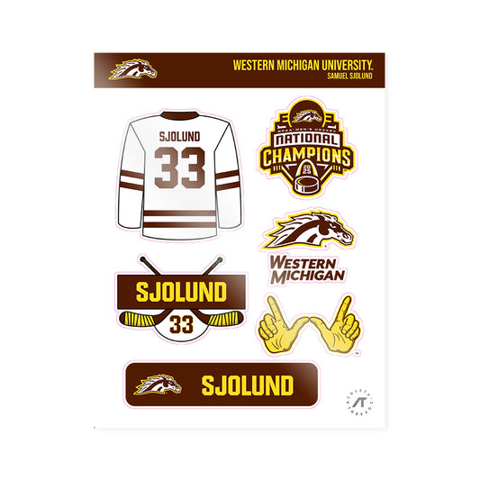 Western Michigan - NCAA Men's Ice Hockey : Samuel Sjolund - National Champions Sticker Sheet-0