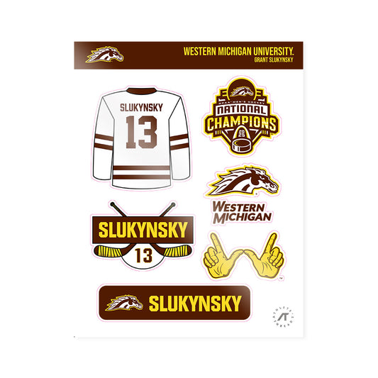 Western Michigan - NCAA Men's Ice Hockey : Grant Slukynsky - National Champions Sticker Sheet-0