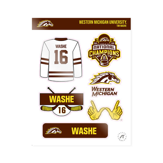 Western Michigan - NCAA Men's Ice Hockey : Tim Washe - National Champions Sticker Sheet-0