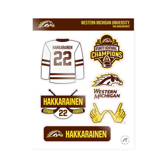 Western Michigan - NCAA Men's Ice Hockey : Iiro Hakkarainen - National Champions Sticker Sheet-0