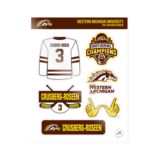 Western Michigan - NCAA Men's Ice Hockey : Cole Crusberg-Roseen - National Champions Sticker Sheet-0