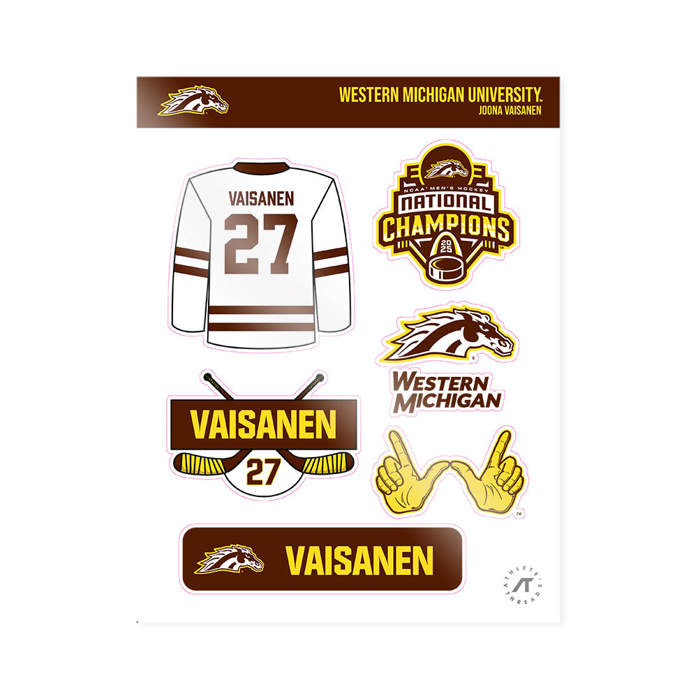 Western Michigan - NCAA Men's Ice Hockey : Joona Vaisanen - National Champions Sticker Sheet-0