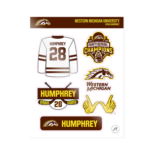 Western Michigan - NCAA Men's Ice Hockey : Ryan Humphrey - National Champions Sticker Sheet-0