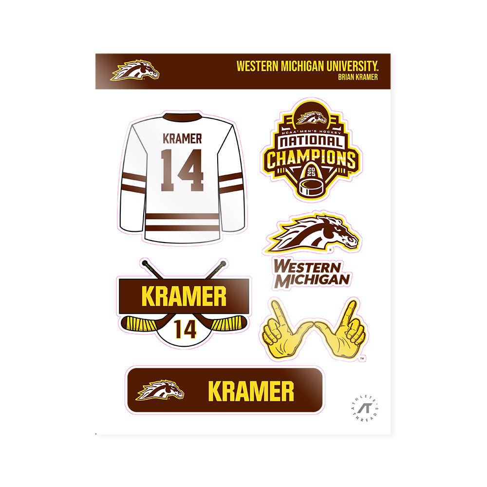 Western Michigan - NCAA Men's Ice Hockey : Brian Kramer - National Champions Sticker Sheet-0