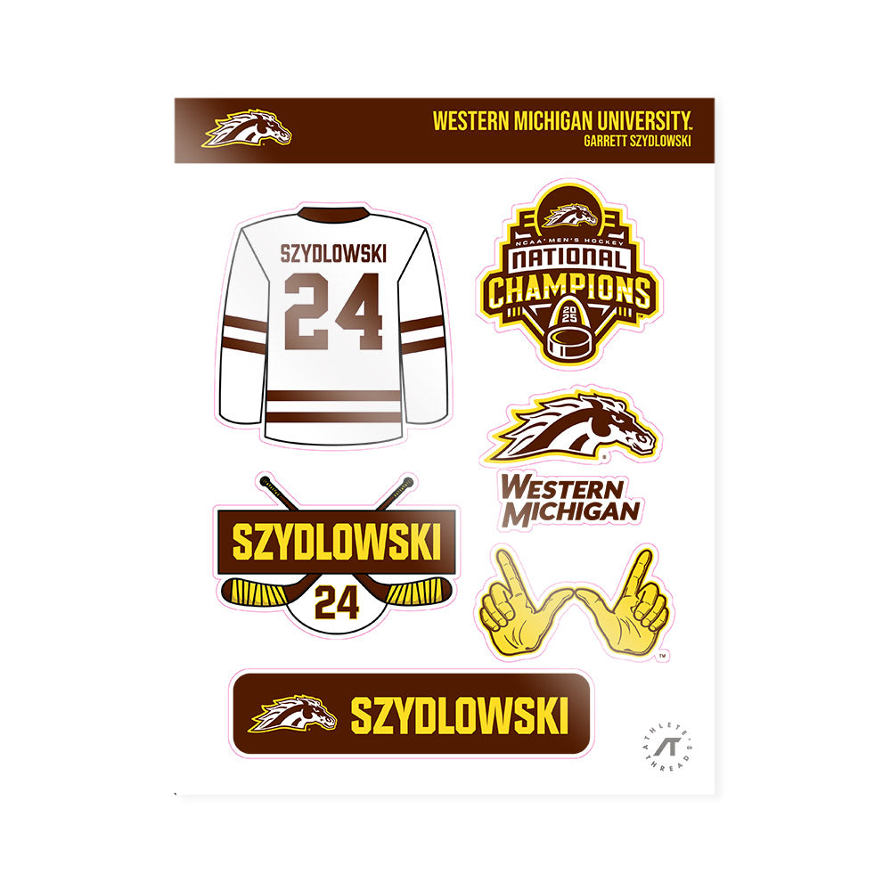 Western Michigan - NCAA Men's Ice Hockey : Garrett Szydlowski - National Champions Sticker Sheet-0