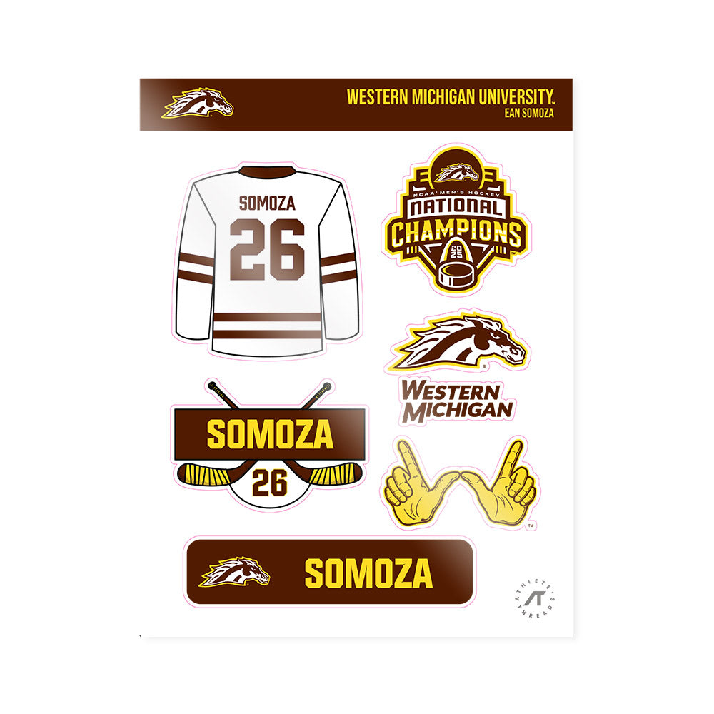 Western Michigan - NCAA Men's Ice Hockey : Ean Somoza - National Champions Sticker Sheet-0