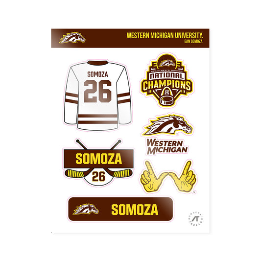 Western Michigan - NCAA Men's Ice Hockey : Ean Somoza - National Champions Sticker Sheet-0