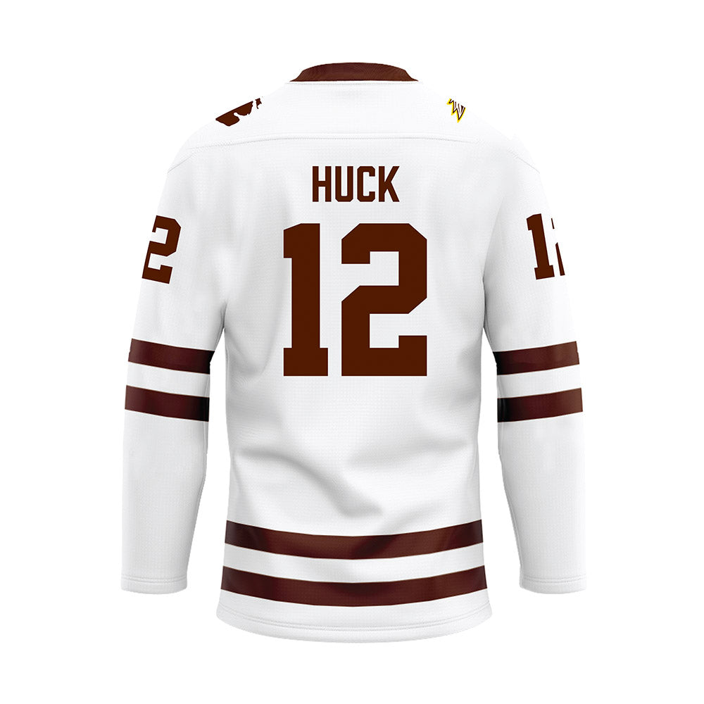 Western Michigan - NCAA Men's Ice Hockey : Samuel Huck - white Hockey Jersey-1
