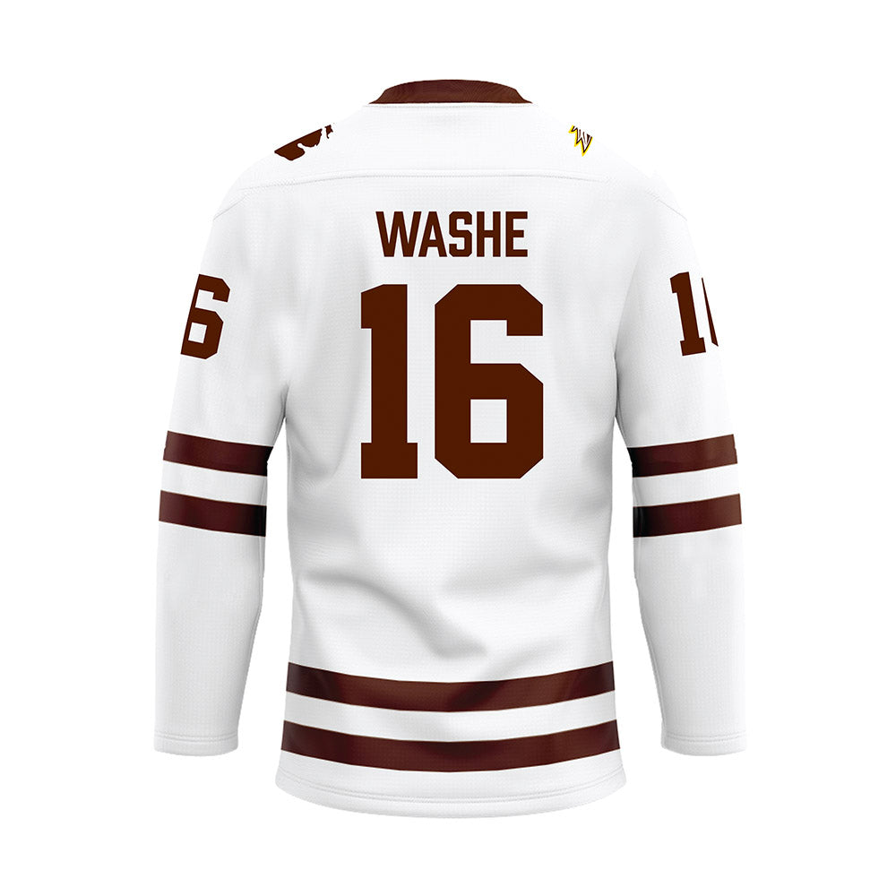 Western Michigan - NCAA Men's Ice Hockey : Tim Washe - white Hockey Jersey-1