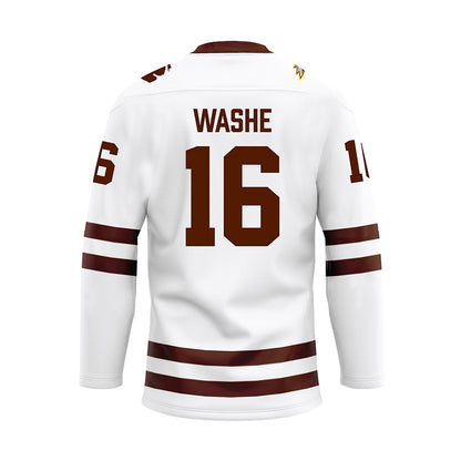 Western Michigan - NCAA Men's Ice Hockey : Tim Washe - white Hockey Jersey-1