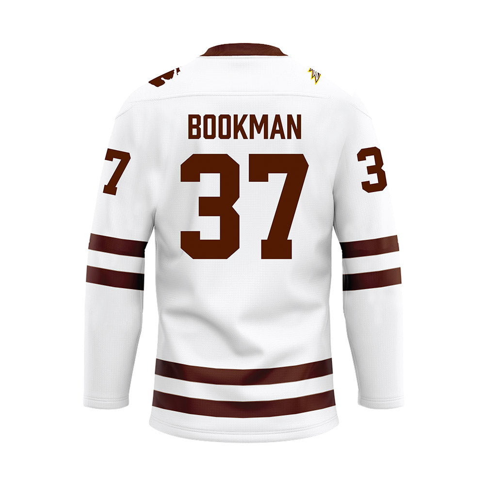 Western Michigan - NCAA Men's Ice Hockey : Zach Bookman - white Hockey Jersey-1