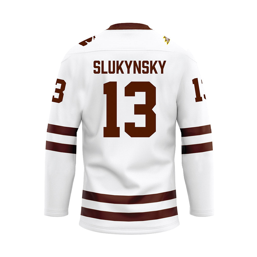 Western Michigan - NCAA Men's Ice Hockey : Grant Slukynsky - white Hockey Jersey-1