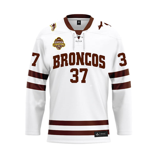 Western Michigan - NCAA Men's Ice Hockey : Zach Bookman - white Hockey Jersey-0