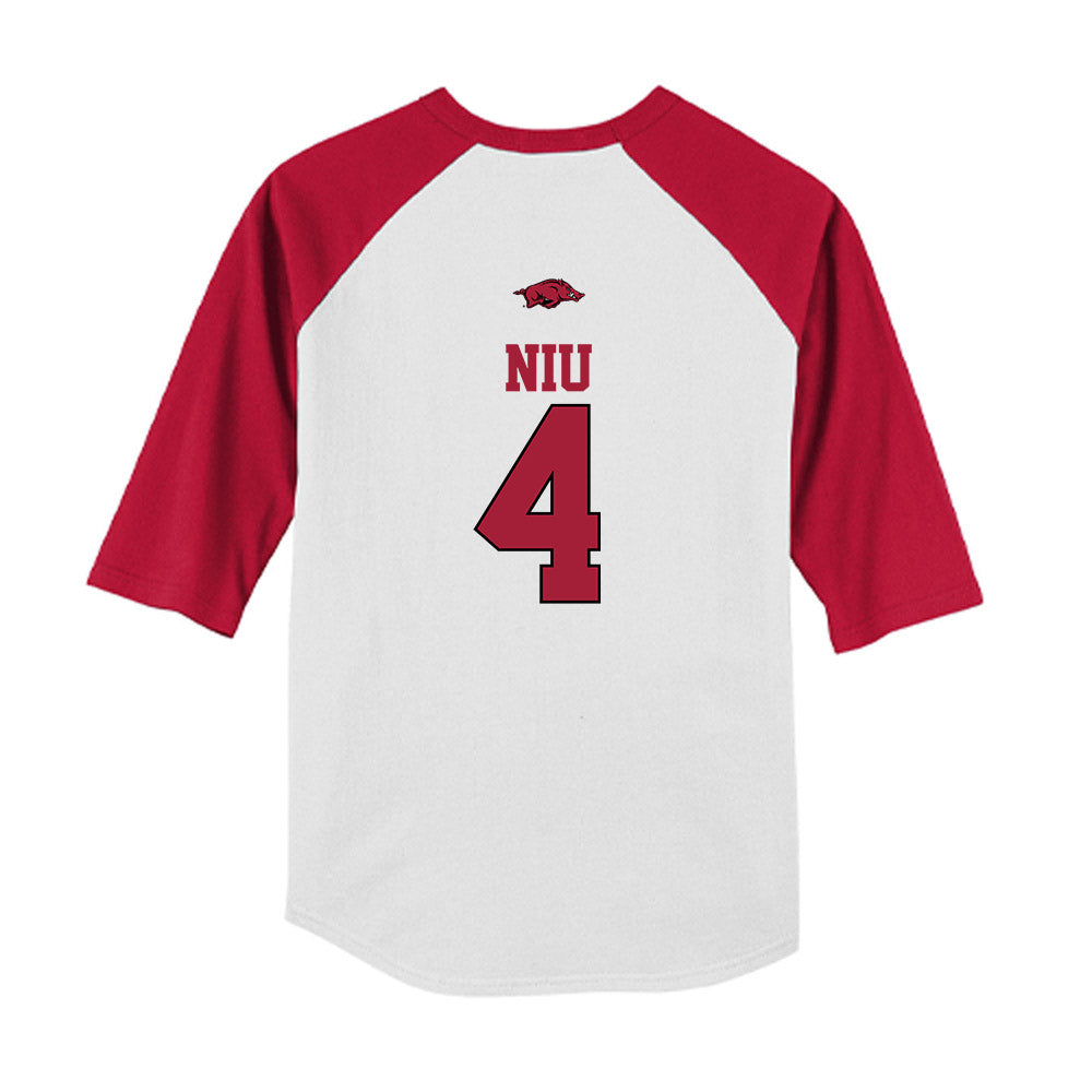 Arkansas - NCAA Baseball : Maika Niu - USA Youth Raglan T-Shirt-1