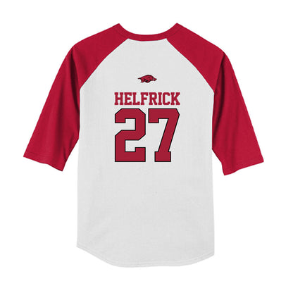 Arkansas - NCAA Baseball : Ryder Helfrick - USA Youth Raglan T-Shirt-1