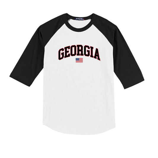 Georgia - NCAA Baseball : DJ Radtke - USA Raglan Youth Raglan T-Shirt-0