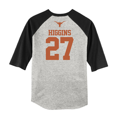 Texas - NCAA Baseball : Cal Higgins - USA Raglan Raglan Shirt-1