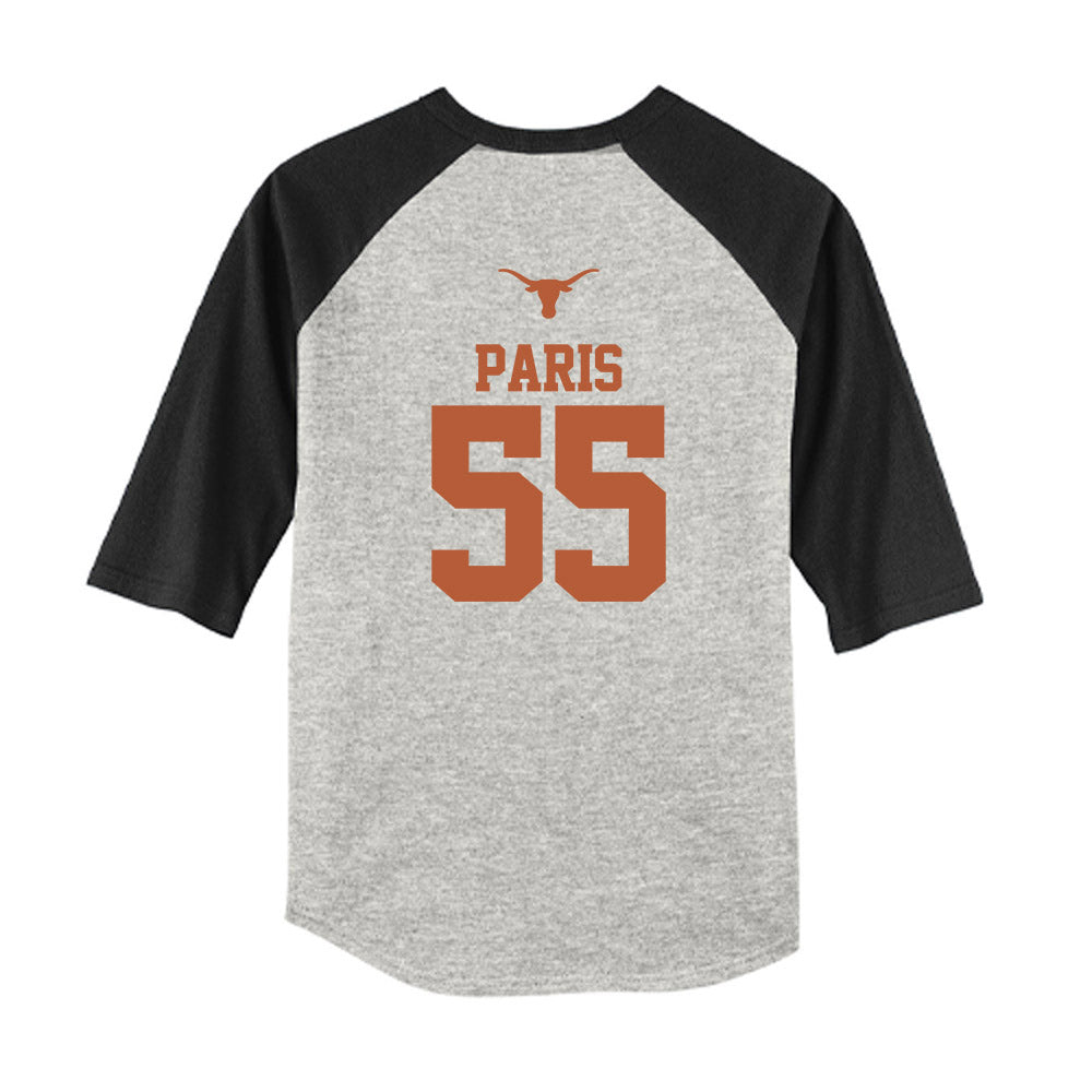 Texas - NCAA Baseball : Jack Paris - USA Raglan Youth Raglan T-Shirt-1
