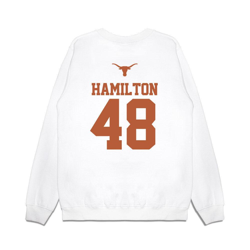 Texas - NCAA Baseball : Hudson Hamilton - USA Raglan Premium Crewneck Sweatshirt-1