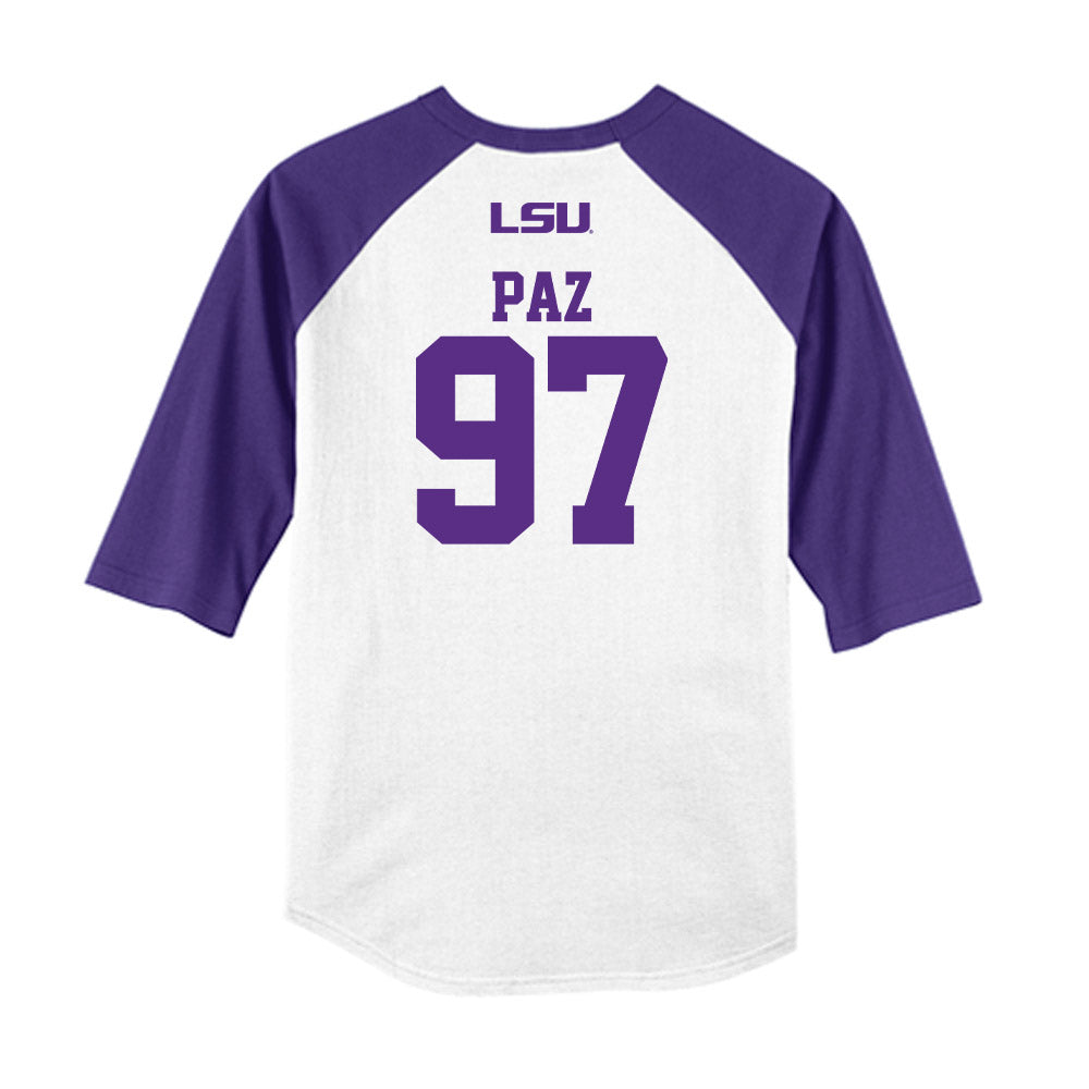 LSU - NCAA Baseball : Marcos Paz - USA Raglan Shirt-1
