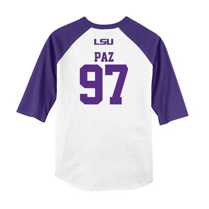 LSU - NCAA Baseball : Marcos Paz - USA Raglan Shirt-1