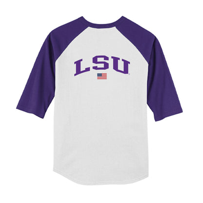 LSU - NCAA Baseball : Ethan Clauss - USA Youth Raglan T-Shirt-1