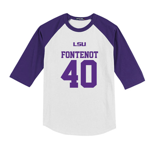LSU - NCAA Baseball : Grant Fontenot - USA Youth Raglan T-Shirt-0
