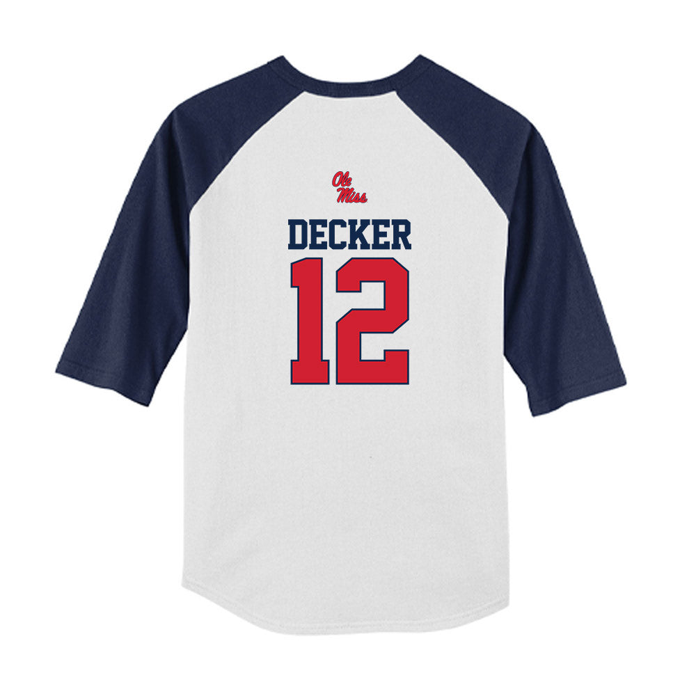 Ole Miss - NCAA Baseball : Dominic Decker - USA Youth Raglan T-Shirt-1