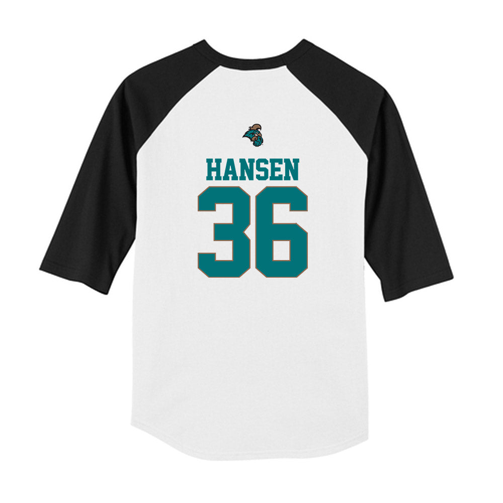 Coastal Carolina - NCAA Baseball : Dylan Hansen - USA Youth Raglan T-Shirt-1