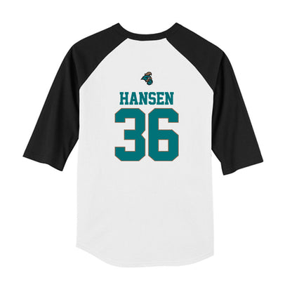 Coastal Carolina - NCAA Baseball : Dylan Hansen - USA Youth Raglan T-Shirt-1
