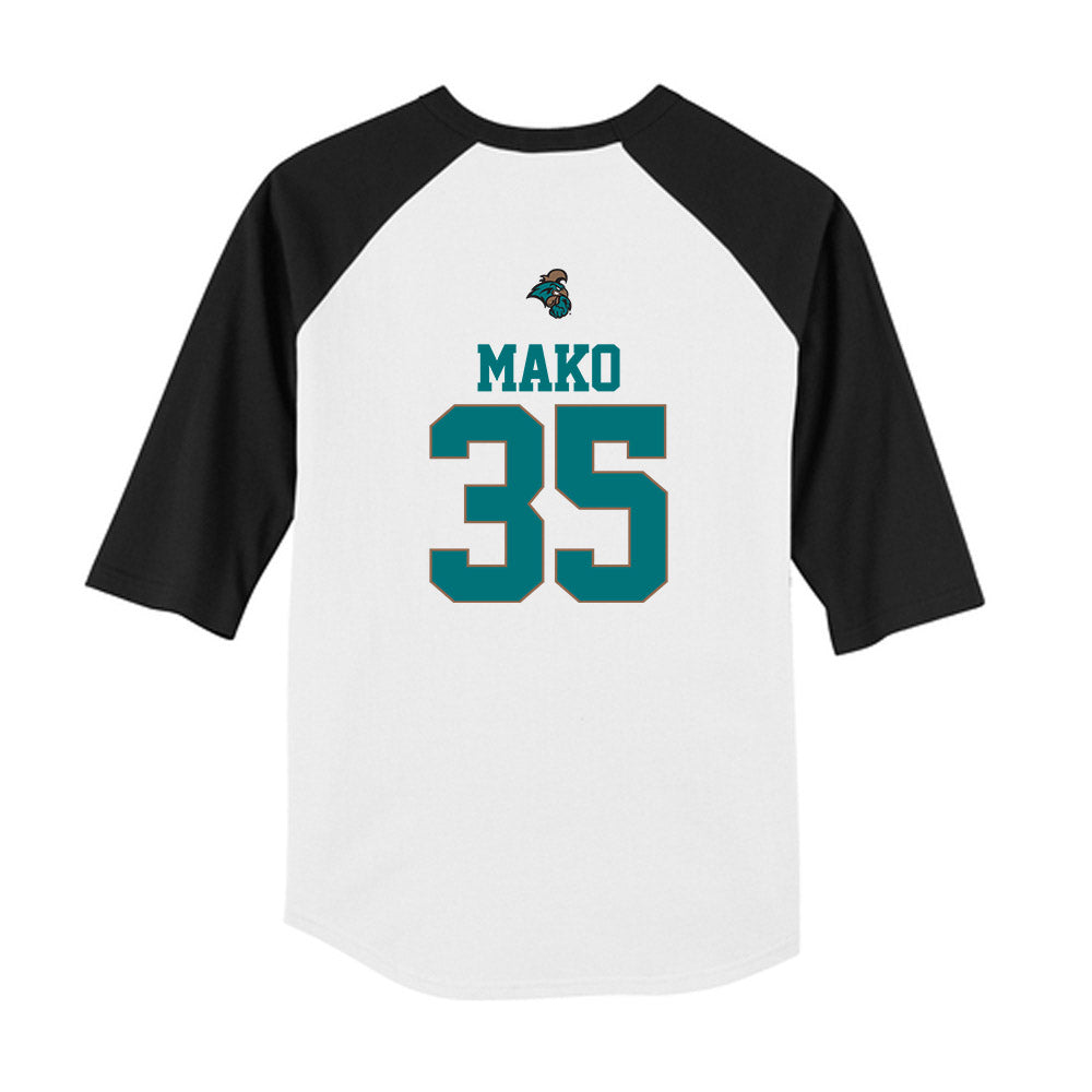 Coastal Carolina - NCAA Baseball : Chance Mako - USA Youth Raglan T-Shirt-1