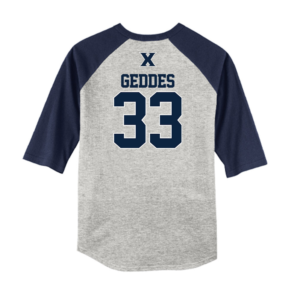 Xavier - NCAA Baseball : Trevor Geddes - USA Raglan Shirt-1
