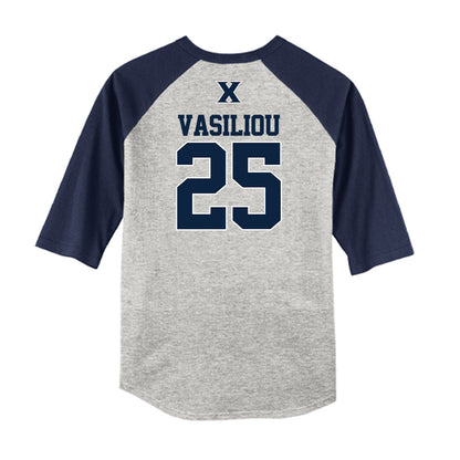 Xavier - NCAA Baseball : Evan Vasiliou - USA Raglan Shirt-1
