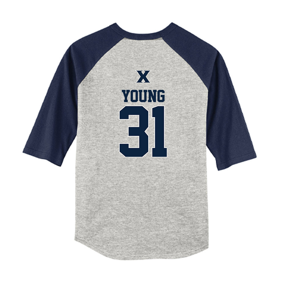 Xavier - NCAA Baseball : Joey Young - USA Youth Raglan T-Shirt-1