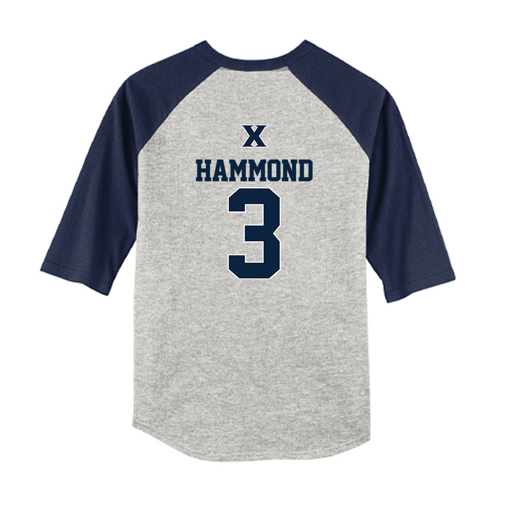 Xavier - NCAA Baseball : Luke Hammond - USA Youth Raglan T-Shirt-1