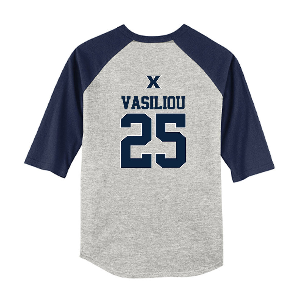 Xavier - NCAA Baseball : Evan Vasiliou - USA Youth Raglan T-Shirt-1