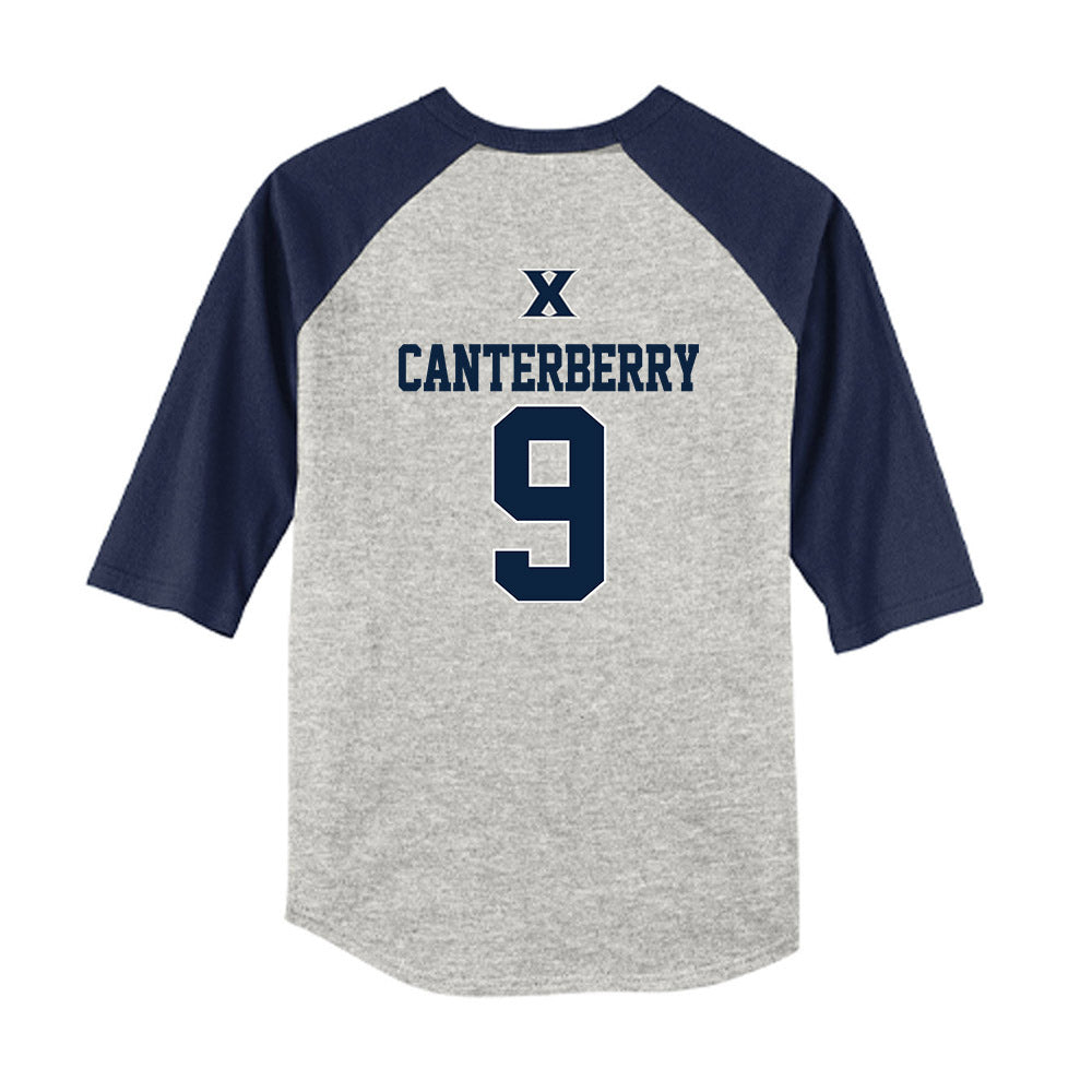 Xavier - NCAA Baseball : Donavan Canterberry - USA Youth Raglan T-Shirt-1