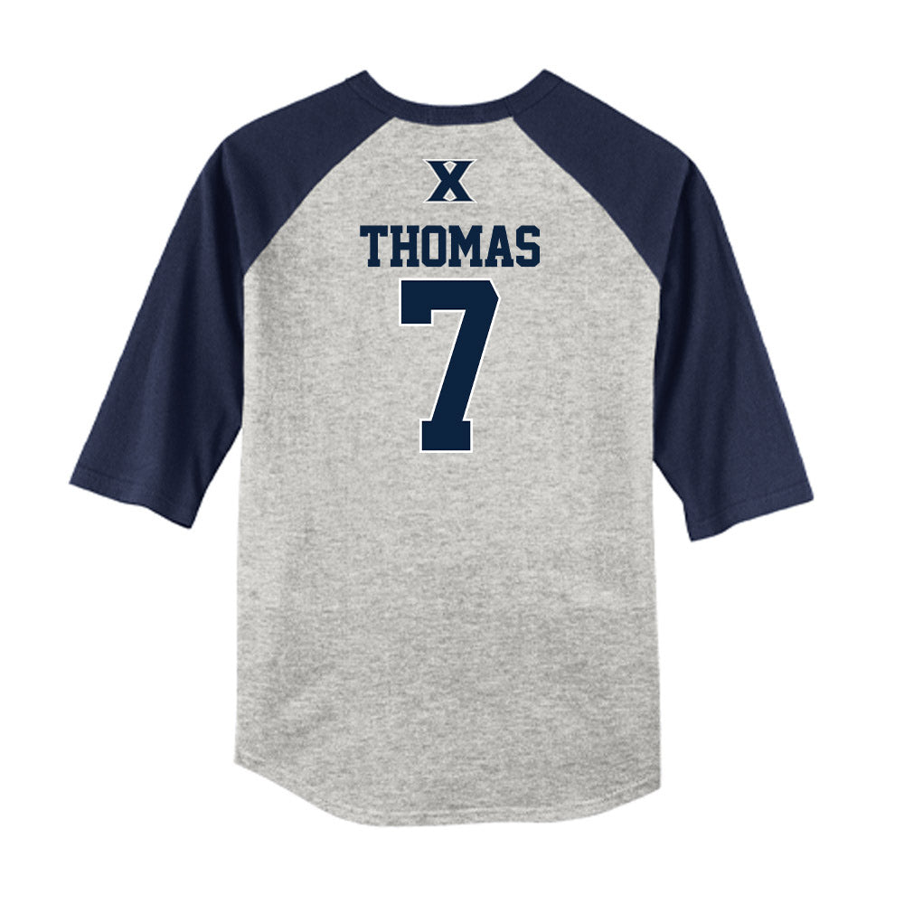 Xavier - NCAA Baseball : Tanner Thomas - USA Raglan Shirt-1