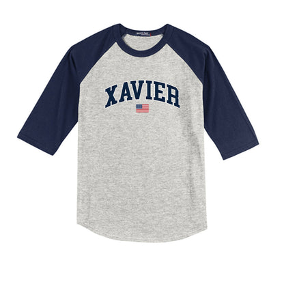 Xavier - NCAA Baseball : Lincoln Causero - USA Youth Raglan T-Shirt-0