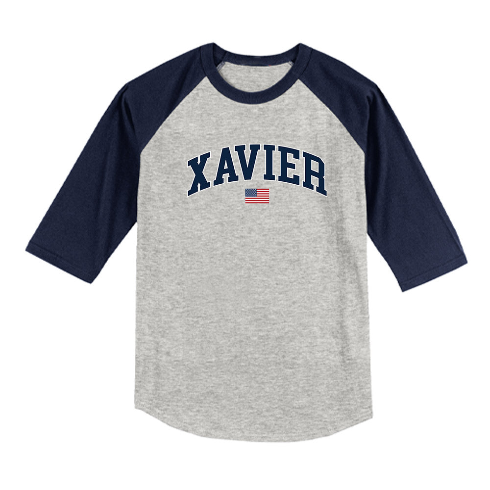 Xavier - NCAA Baseball : Jason Jelic - USA Raglan Shirt-0