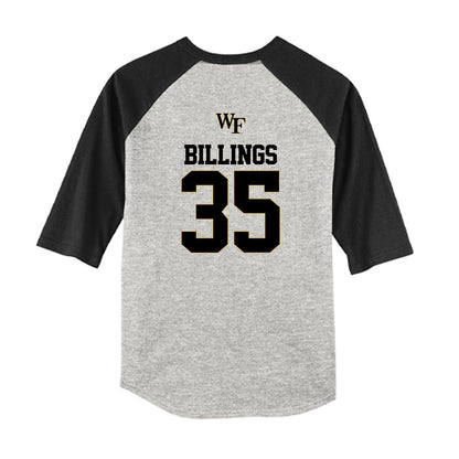 Wake Forest - NCAA Baseball : Luke Billings - USA Youth Raglan T-Shirt-1
