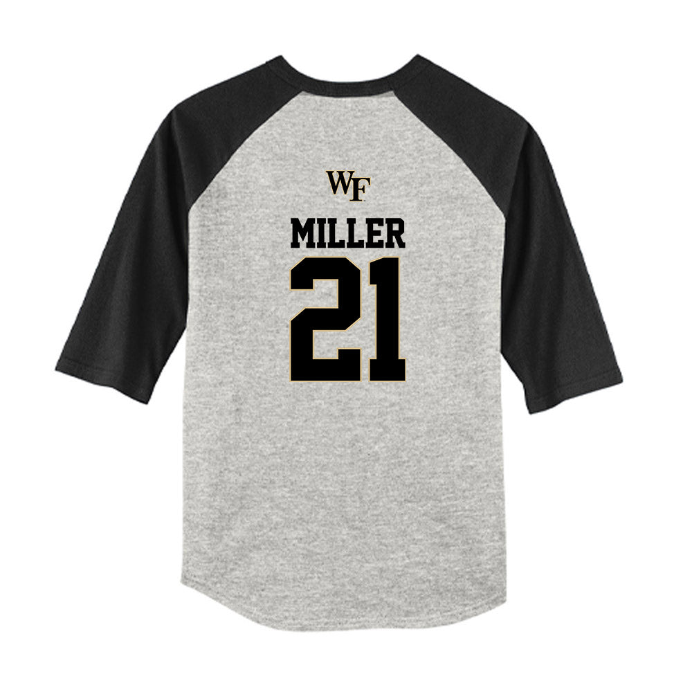Wake Forest - NCAA Baseball : Jackson Miller - USA Youth Raglan T-Shirt-1