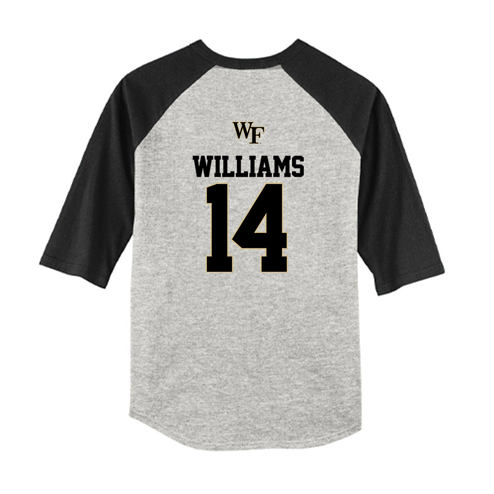 Wake Forest - NCAA Baseball : Javar Williams - USA Youth Raglan T-Shirt-1