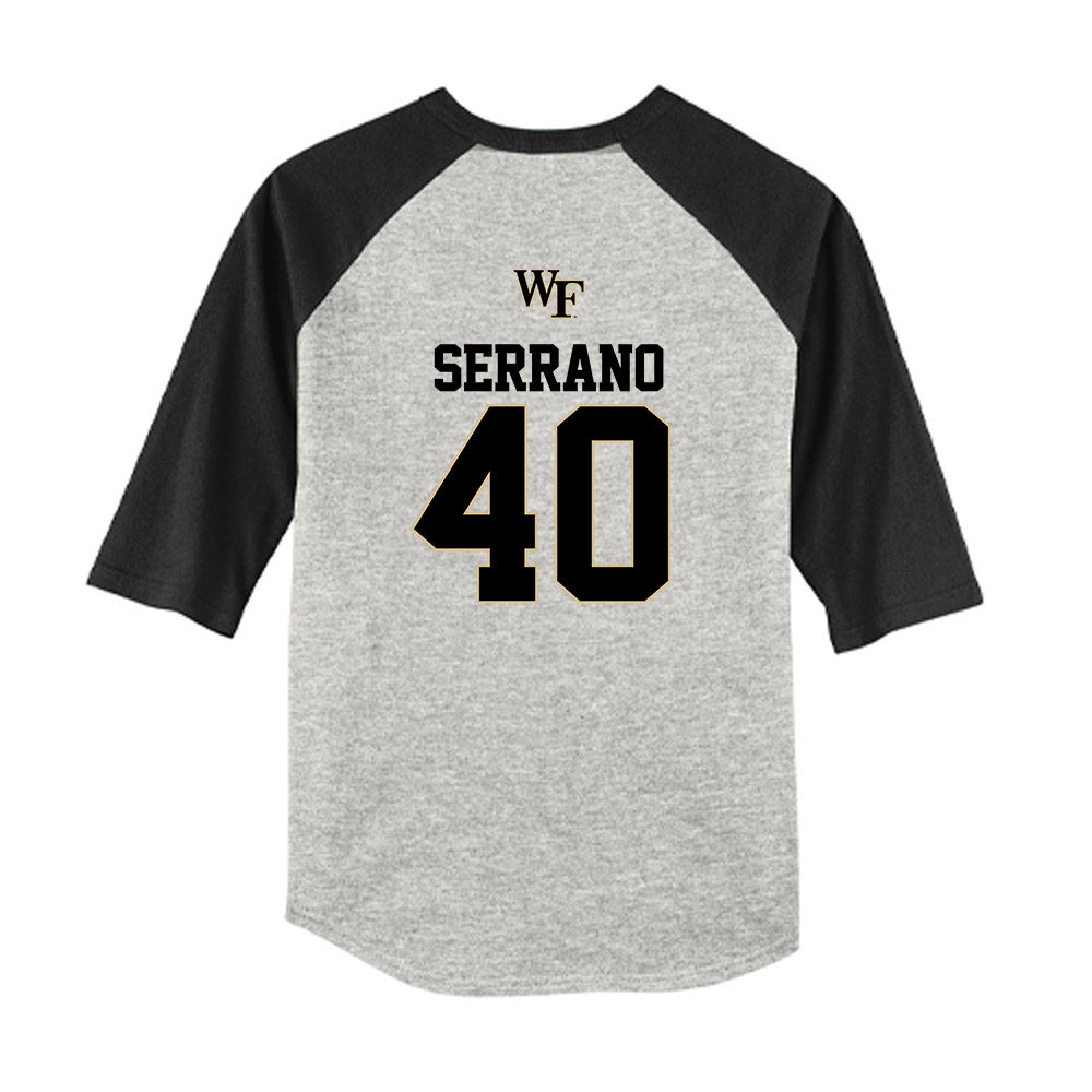 Wake Forest - NCAA Baseball : Jordan Serrano - USA Youth Raglan T-Shirt-1