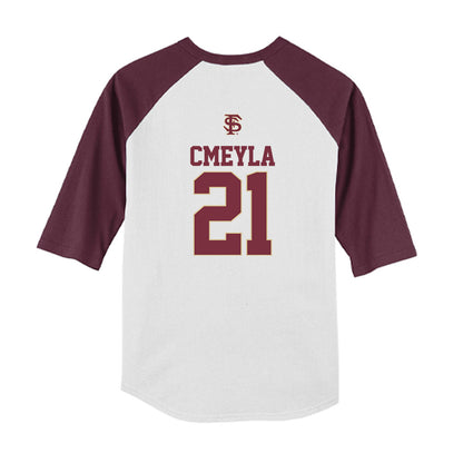 FSU - NCAA Baseball : Nathan Cmeyla - USA Youth Raglan T-Shirt-1