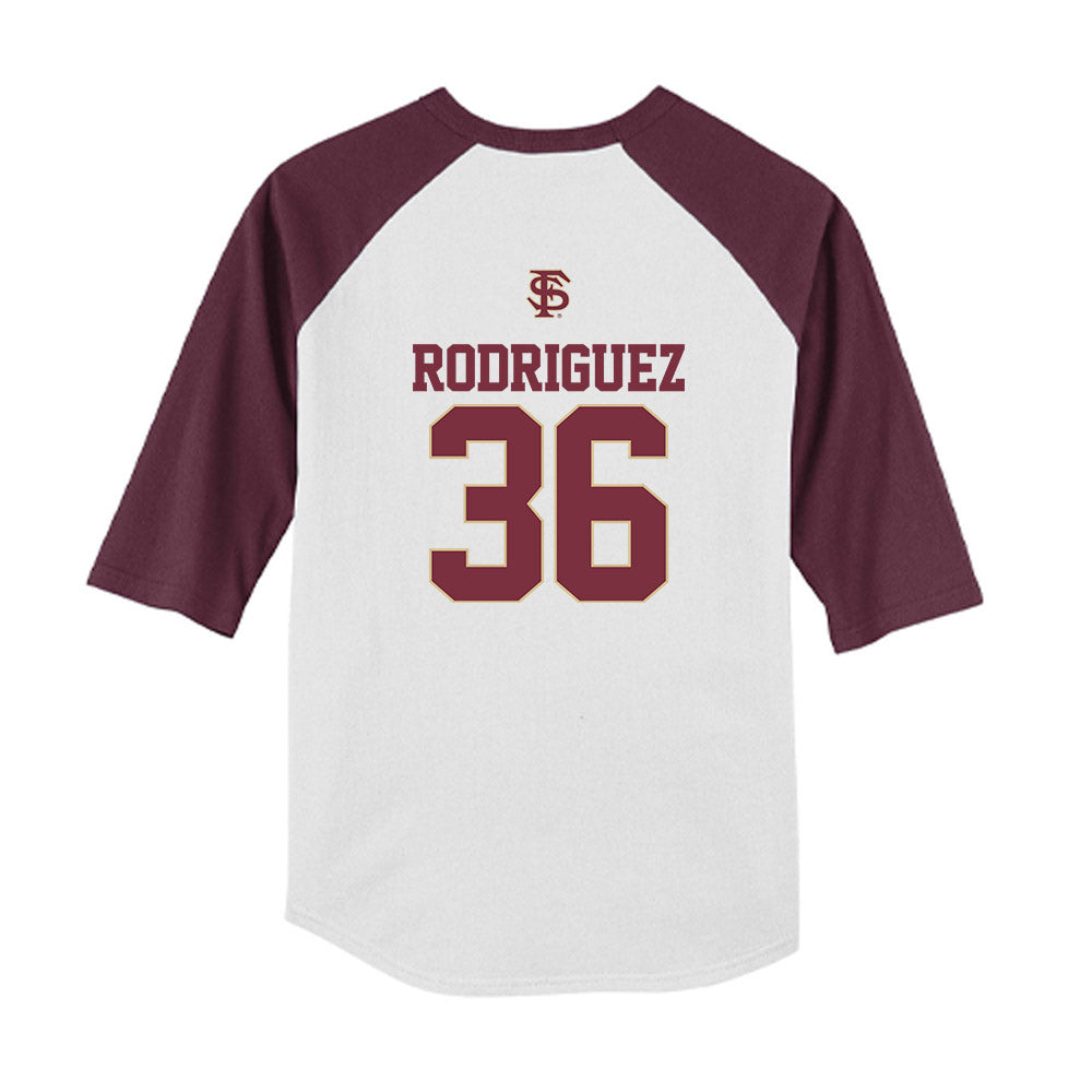 FSU - NCAA Baseball : Mookie Rodriguez - USA Youth Raglan T-Shirt-1