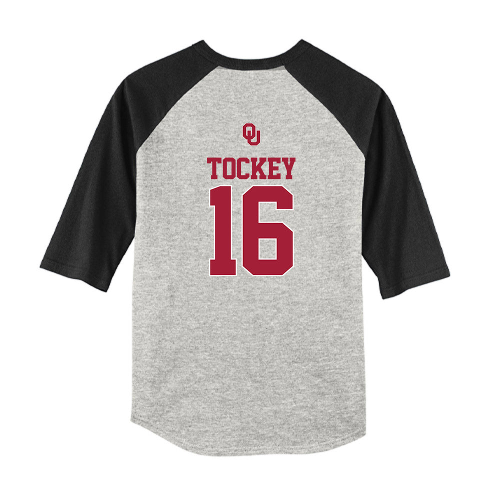 Oklahoma - NCAA Baseball : Dayton Tockey - USA Youth Raglan T-Shirt-1