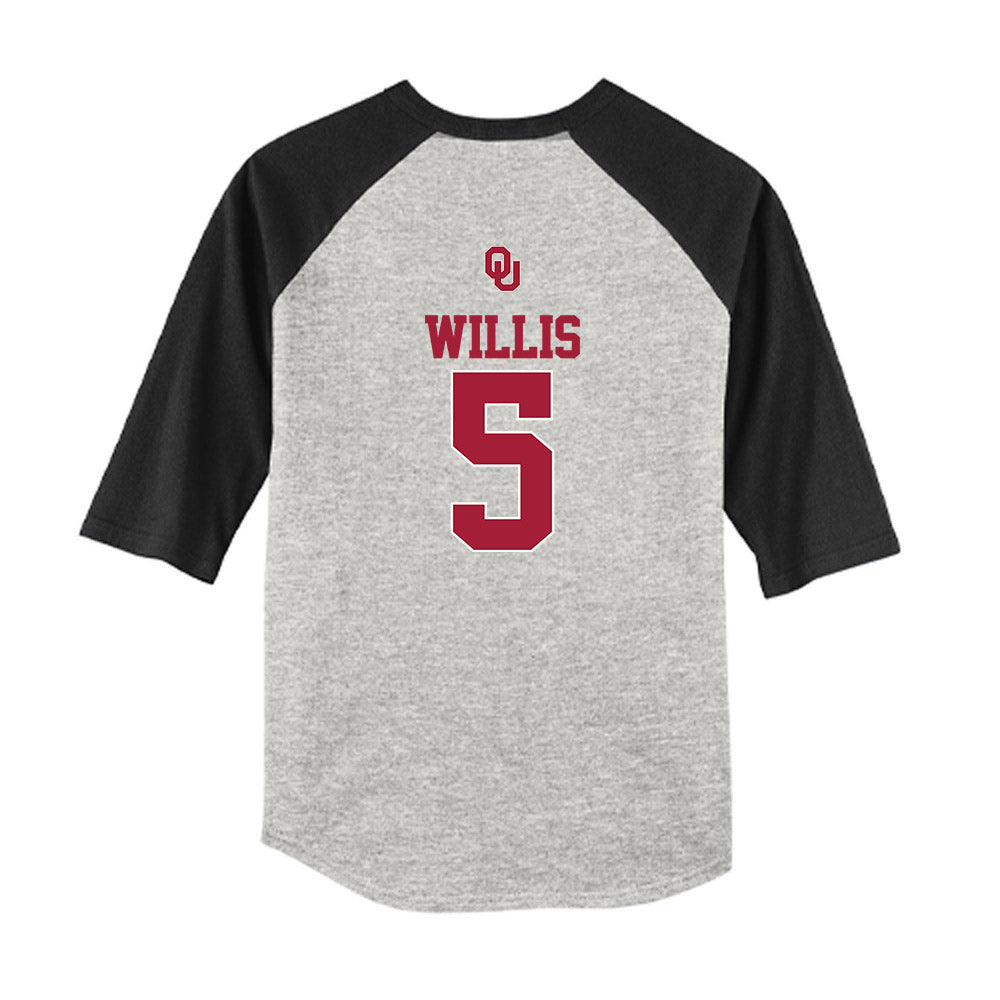 Oklahoma - NCAA Baseball : Dawson Willis - USA Youth Raglan T-Shirt-1