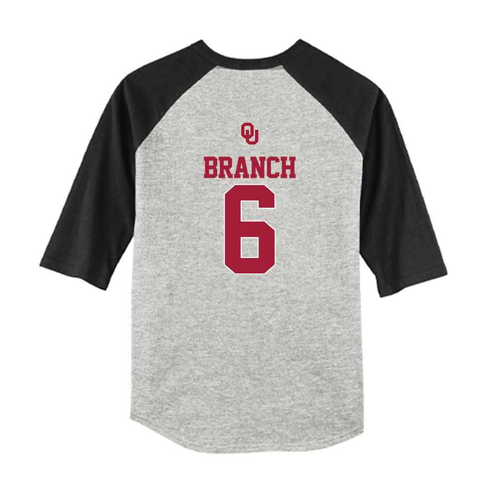 Oklahoma - NCAA Baseball : Kyle Branch - USA Youth Raglan T-Shirt-1
